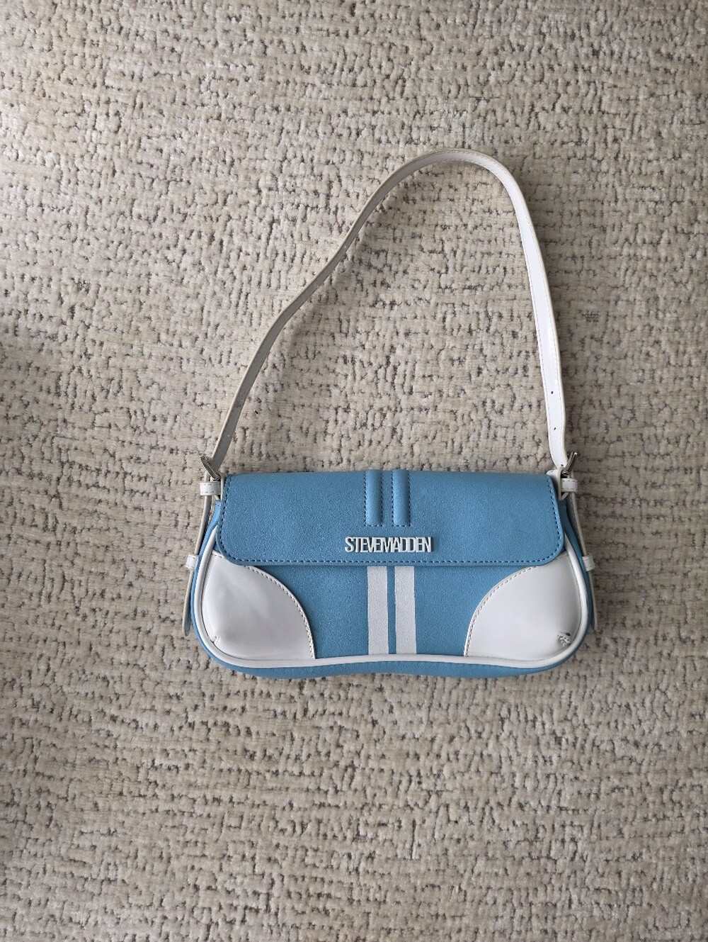 Steve Madden Sky Blue and White Shoulder Bag